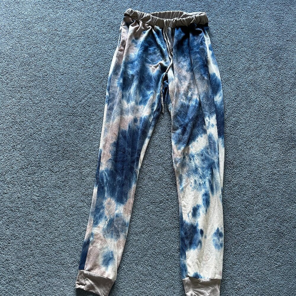 GeeGee Women's Blue & Gray Tie-Dye Sweatpants Lounge Pants Size Small
